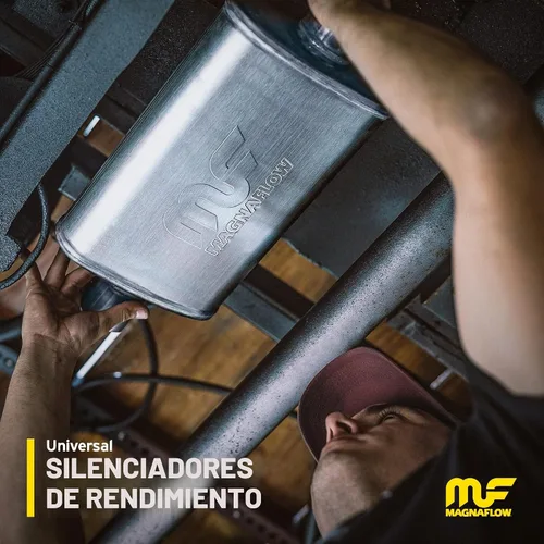 Vista 3 de Silenciador de rendimiento MagnaFlow X-PIPE Entrada/salida de 2.25 pulgadas Sonido Deep Signature, 4x9x14" ovalado, acero inoxidable