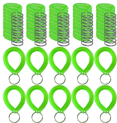 Vista 15 de Colorido llavero de bobina de muñeca pulsera en espiral llavero pulsera titular de la llave para piscina gimnasio identificación insignia