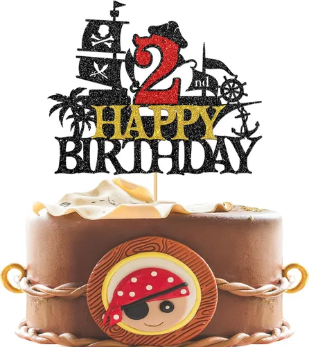 Vista 11 de Decoración para pastel de cumpleaños de 1er cumpleaños, barco pirata náutico de vela para primer cumpleaños, decoración de fiesta de cumpleaños