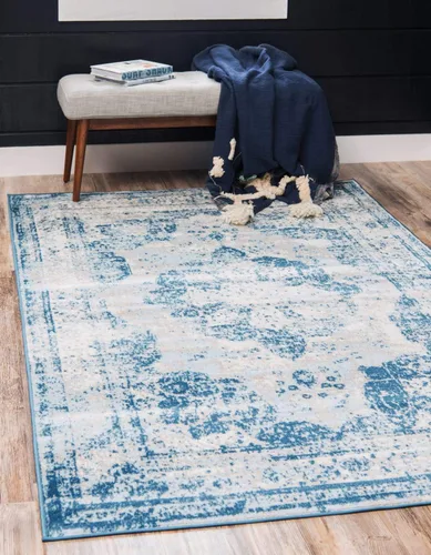 Vista 12 de Unique Loom, colección Sofía - Alfombra de la colección Salle Garnier (4' 1" x 6' 1", turquesa/azul, rectangular)