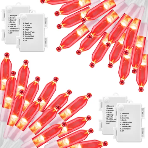 Vista 8 de Luces de Navidad con batería Brightown, 8 pies, 20 luces LED mini con temporizador, luces de árbol de Navidad para dormitorio, interior, exterior