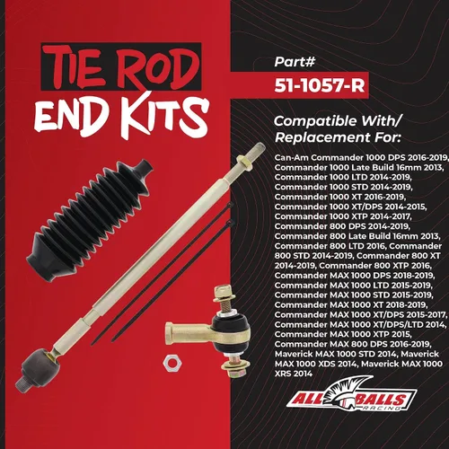 Vista 2 de All Balls Racing 51-1057-R Kit de extremo de barra de acoplamiento, compatible con o repuesto para Can-Am Commander 1000 Dps 2016-2017