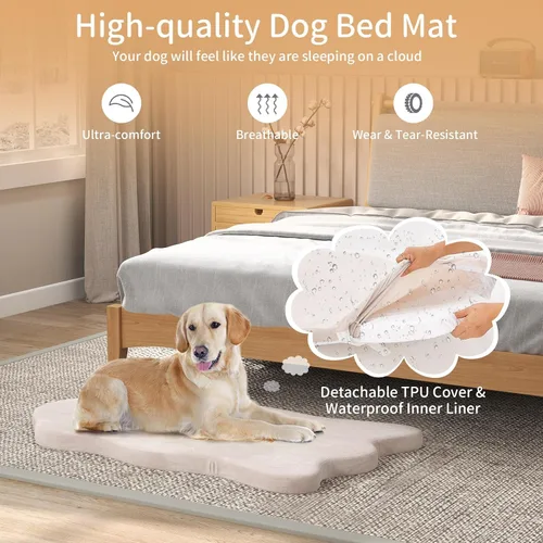 Vista 3 de S AFSTAR Cama para perros grandes, alfombrilla ortopédica para dormir para mascotas con soporte de espuma viscoelástica, funda extraíble, parte
