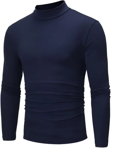 Vista 11 de Shirts for Men Slim Fit Long Sleeve Solid Underwear Shirt Causal Fashion High-Neck Fall Winter Loose Pullover Top