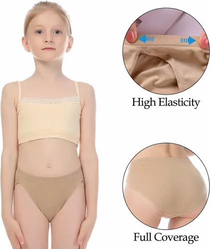 Vista 2 de Nude Ballet Dance Briefs for Women and Girls, Professional Beige High Cut Girls Dance underwear Gymnastics Panties