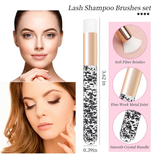 Vista 2 de 30 cepillos de champú de pestañas de cristal, cepillo de limpieza de pestañas, cepillos de maquillaje suaves para limpieza de extensiones
