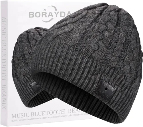 Vista 10 de Gorro de lana merino con Bluetooth, estéreo HD, 30 horas de tiempo de reproducción, micrófono integrado, regalo electrónico de Navidad