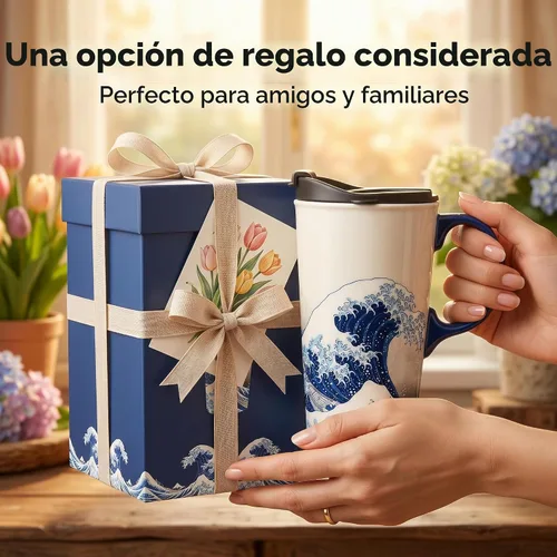 Vista 8 de DUSVALLY Taza de viaje de cerámica de 17 onzas con tapa y asa, taza de café 17oz