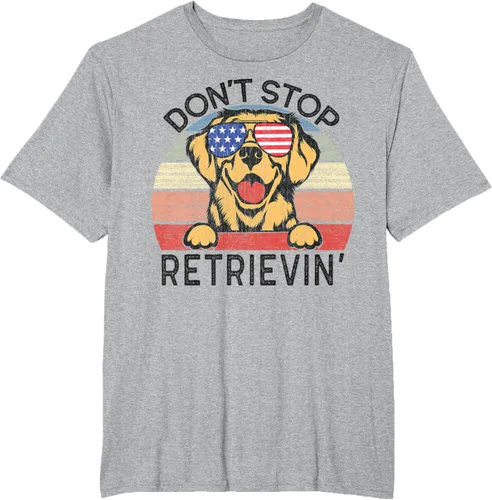 Vista 27 de Golden Retriever Dog Don't Stop Retrievin' Camiseta, Gris