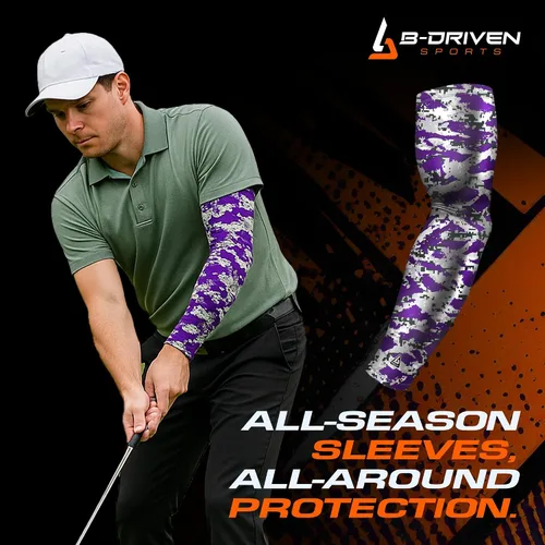 Vista 8 de B-Driven Pro-Fit Sports - Manga de compresión deportiva para hombres, mujeres y jóvenes, diseños de camuflaje, ayuda a la circulación y refrigeración