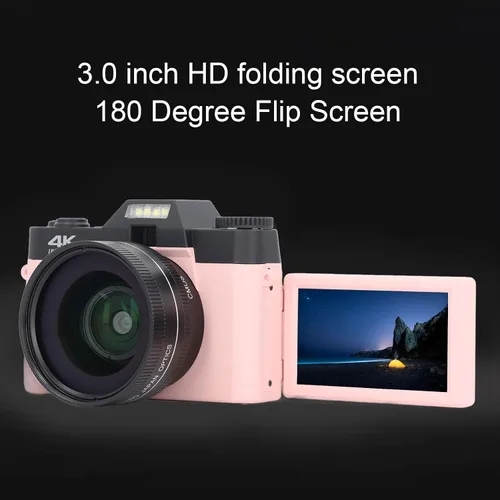 Vista 2 de Cámara digital 4K para enfoque automático de fotografía, zoom digital de 16X, cámara de vlogging de 48MP con pantalla abatible de 180° de 3