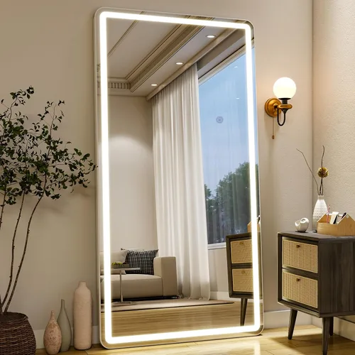 Vista 12 de Easly Espejo de longitud completa de 26x68 pulgadas con luces, espejo de pie LED iluminado, colgante de longitud completa con soporte, espejo