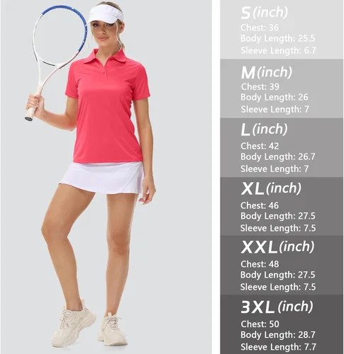 Vista 6 de MOHEEN Polo de manga corta de secado rápido para mujer, absorbe la humedad, polo de golf atlético