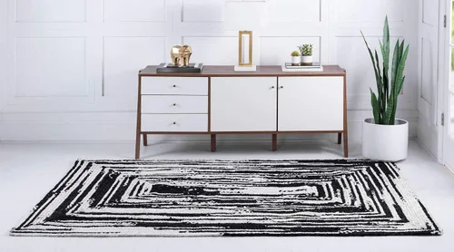 Vista 3 de Unique Loom Braided Chindi Collection Casual Modern Black Area Rug (9' 0 x 12' 0)