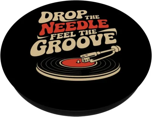 Vista 2 de Vinyl Record Collector Retro Music Turntable Lover PopSockets Adhesive PopGrip