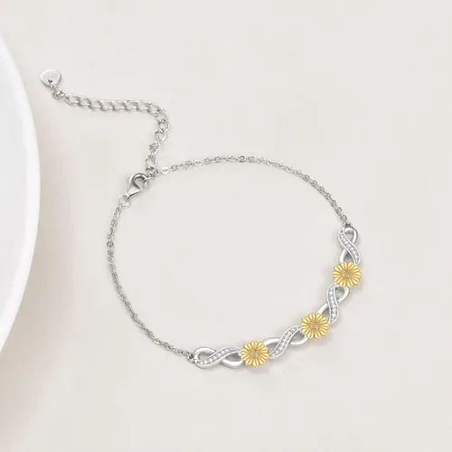 Vista 3 de YAFEINI TurtleButterflySunflowerLotus Bracelet Sterling Silver Animal Adjustable Bracelet Jewelry Gifts for Women Girls