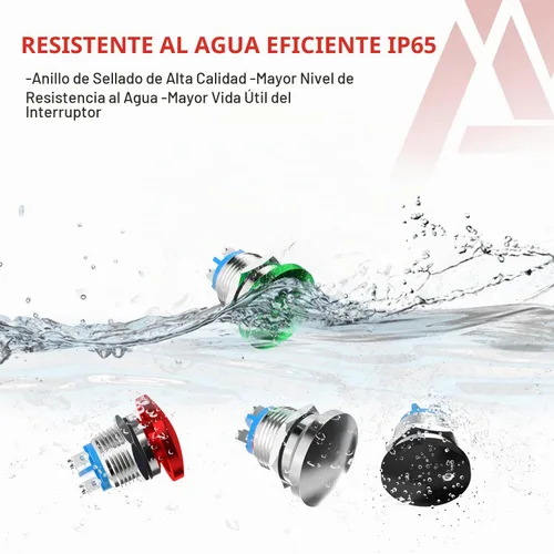 Vista 4 de APIELE Interruptor de botón momentáneo de 16 mm, botón momentáneo con cabeza de hongo, botón de inicio, IP65 resistente al agua, 12 V, 24 V, 36 V