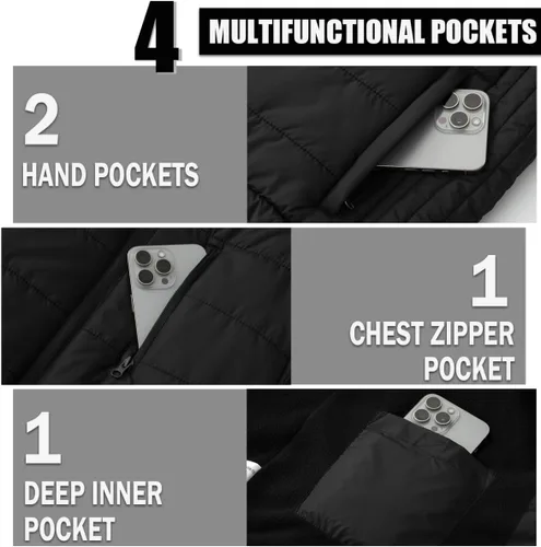 Vista 9 de Msmsse Chalecos de invierno para hombre, con forro polar, acolchado, casual, sin mangas