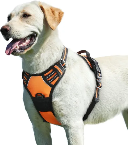 Vista 22 de Eagloo Arnés para perro pequeño, sin tirones, chaleco de servicio con tiras reflectantes y asa de control, ajustable y cómodo para caminar, arnés