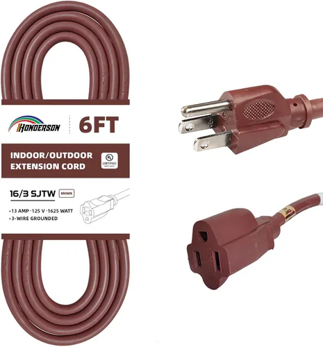 Vista 37 de Cable de Extensión HONDERSON, Certificación UL, Calibre 16, 1 Pie de Largo, Color Negro, 3 Puntas, Resistente, 16/3 SJTW, 13A, Cable de Energía