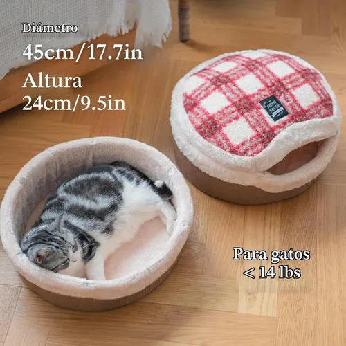 Vista 4 de Cueva de cama para gatos - Escondite cerrado con tapa desmontable