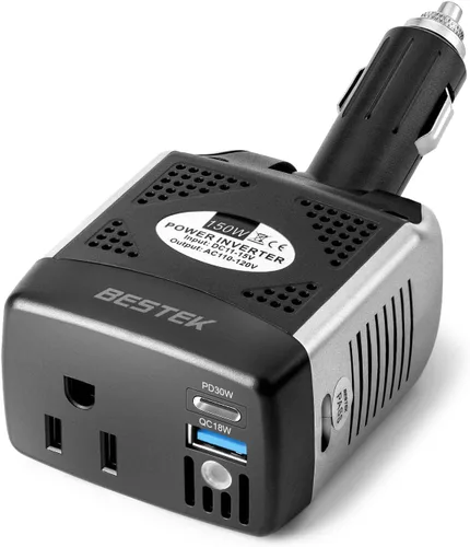 Vista 10 de Inversor de energía Bestek, 150 W + 75 W, Negro y plateado