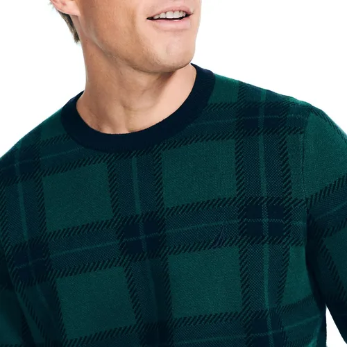 Vista 3 de Nautica Suéter de cuello redondo jacquard a cuadros Navtech para hombre