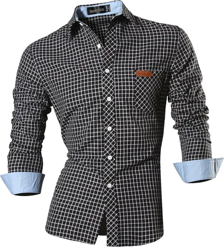 Vista 160 de jeansian - Camisas de manga larga de ajuste entallado para hombre (8397), con botones, informales y de vestir.
