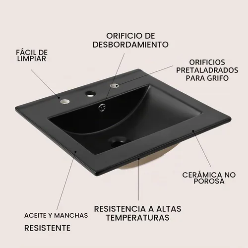 Vista 4 de JONATHAN Y - Lavabo auxiliar de 20 pulgadas para baño, 3 agujeros, color negro