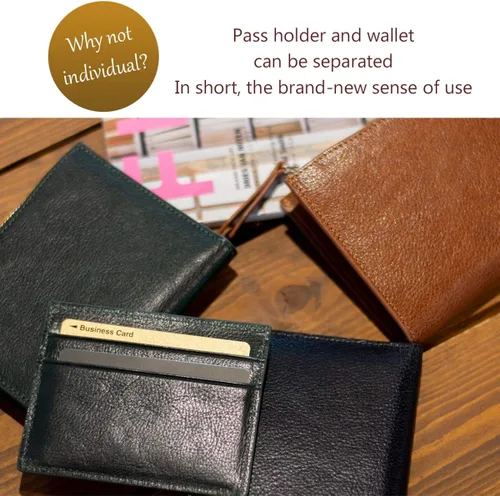Vista 4 de Dom Teporna Italia Bifold Hombres de Cuero de grano Completo Itario con Pass Case Thin Card Holder Monedero