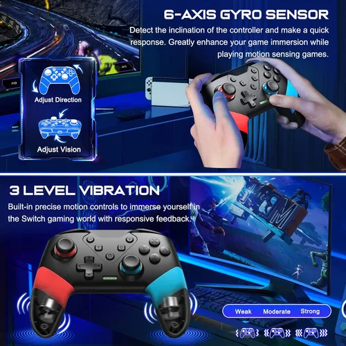 Vista 6 de NinjaPlusOX Controlador de interruptor, controlador inalámbrico Switch Pro para Nintendo Switch ControllerLiteOLED, botones traseros