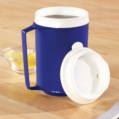 Vista 2 de Sammons Preston – Taza térmica con tapa, contenedor duradero para bebidas calientes y frías, té, batidos, 8 onzas, color azul, taza de café