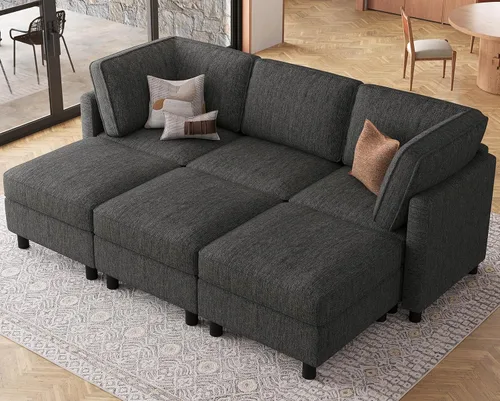 Vista 26 de Belffin - Sofá cama modular de 110.2 pulgadas, 12 asientos, color beige