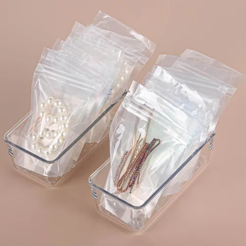 Vista 6 de 6 bandejas organizadoras de cajones de plástico transparente de 6 x 3 pulgadas con 25 almohadillas antideslizantes para maquillaje, joyas