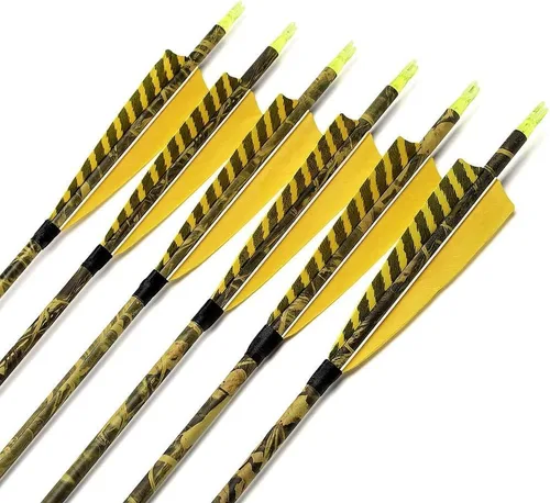 Vista 3 de 31Inch Carbon Arrow, Practice Hunting Arrows, Camo Turkey Feather Fletching, Arrows for Compound & Recurve Bow with Removable Tips Adjustable Nocks