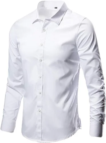 Vista 12 de Camisa de vestir para hombre, manga larga, de algodón, con botones, ajuste regular, tallas grandes y altas