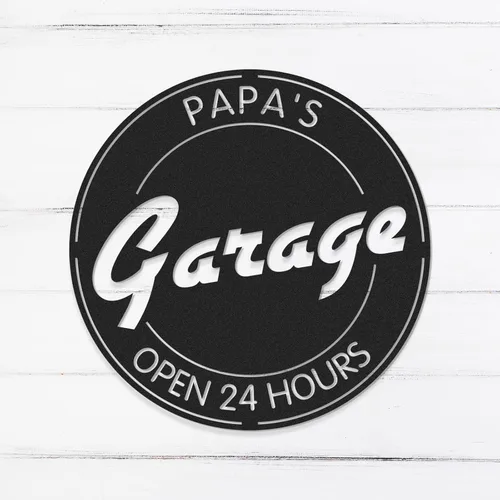 Vista 14 de Letreros de garaje personalizados, letrero de metal con nombre personalizado para taller, letreros de taller de diseño de automóviles, arte de pared