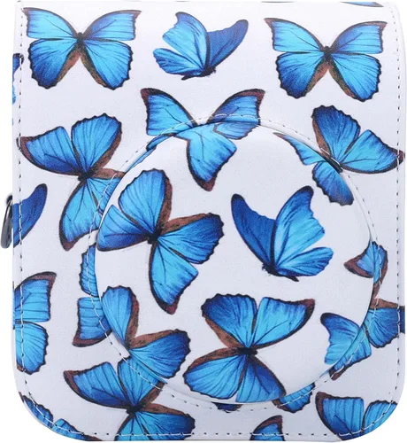Vista 15 de Funda protectora compatible con cámara Fujifilm Instax Mini 12 de película instantánea con bolsillo para accesorios y correa ajustable (azul)