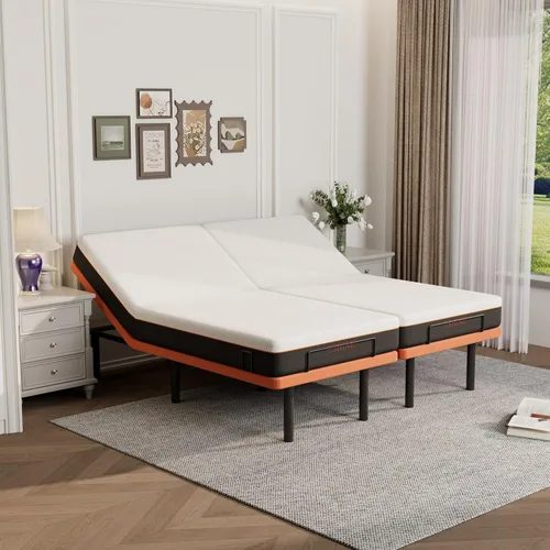 Vista 28 de ESHINE - Base de cama ajustable individual XL con colchón + colchón de espuma viscoelástica de gel de 8 pulgadas (firmeza media), control por