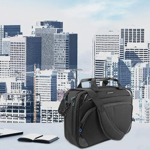 Vista 7 de KROSER - Bolso para laptop de 15,6 pulgadas, maletín con bandolera, bolsa de ordenador repelente al agua, funda para tableta duradera con bolsillos