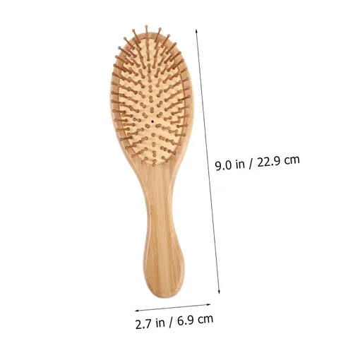 Vista 6 de Peine de bambú para el cabello, 3 piezas, peines de barba, cepillo de cerdas de madera, peine de bambú natural, cepillo masajeador para cuero