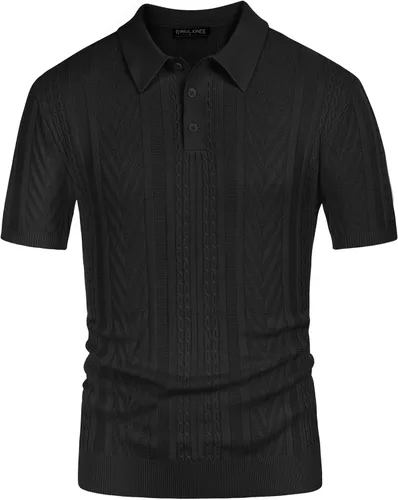 Vista 7 de PJ PAUL JONES Polo de punto para hombre, camisa de manga corta con textura de punto, camisetas de golf para hombre