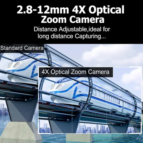 Vista 2 de 260fps Variable Focus Camera 2.8-12mm 4X Optical Zoom Webcam, 1080P Varifocal Web Cam Manual Zoom Lens Webcamera,Raspberry Pi Windows Mac Vari-Focus
