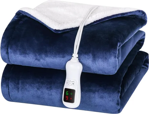 Vista 18 de Manta térmica eléctrica, calentador de manta lavable para el hogar para adultos, calentamiento rápido, franela suave súper acogedora de 50 x 60