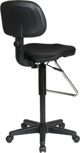 Vista 3 de Office Star DC Series - Silla de dibujo neumática ajustable con reposapiés de lágrima cromada, tela negra icono