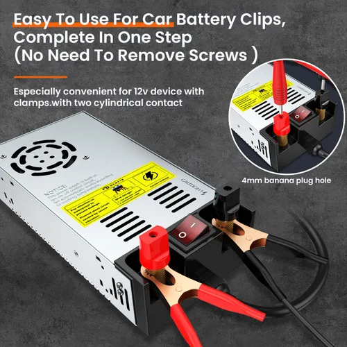 Vista 3 de Denfix Convertidor actualizado de 110 V a 12 V, nueva versión con interruptor de encendido/apagado, fuente de alimentación de CA a CC máx. 50 A 600 W