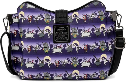 Vista 2 de Loungefly Bolso cruzado de la línea de Halloween Nightmare Before Christmas, Púrpura