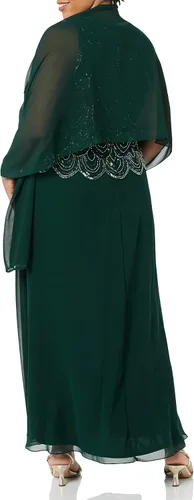 Vista 10 de J Kara Vestido largo sin mangas con cuentas y bufanda para mujer, talla grande