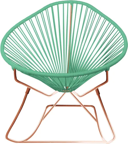 Vista 36 de Innit Designs Acapulco - Silla mecedora con estructura cromada, color turquesa, tejido naranja Verde