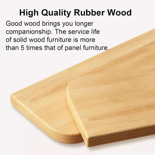 Vista 4 de Mesa de comedor rectangular de madera maciza, mesa de cocina rústica con almohadillas antideslizantes para los pies, estructura estable, adecuada